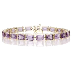 Buy 10k Yellow Gold Emerald Cut Amethyst Bracelet, 7 by Amazon.com Collection