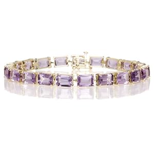 10k Yellow Gold Emerald-Cut Amethyst Bracelet, 7 by