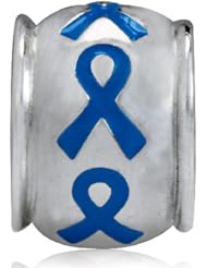 Sterling Silver BE Blue Ribbon Awareness Bead Charm GC0012