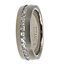 Titanium Rings with CZ and matte polish- Sizes: 05-11/Width: 7mm