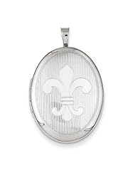 Sterling Silver 26mm Fleur De Lis Oval Locket. Metal Wt- 6.4g