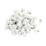 uxcell 棚ダボ 棚だボ　棚受け　ピン　シェルフホルダー　差し込みタイプ　金属　プラスチック　ホワイト　シルバー　50個入り