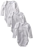 Spasilk 100% Cotton Long Sleeve Lap Shoulder 3-Pack Bodysuit - White, 24 Months