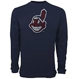 Reebok Cleveland Indians Navy Blue Faded Logo Long Sleeve Thermal T-shirt