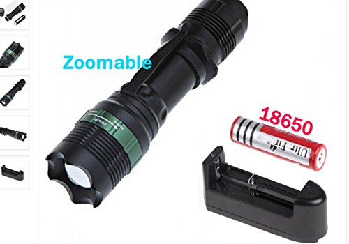 New one CREE 1000 Lumens 3 Modes LED Portable Flashlight Zoomable Foucs lotus head torch Camping Light Hunting Lantern Lamps/1*18650 /Charger