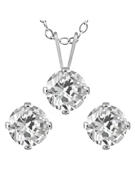 4.50 Ct Round White Cubic Zirconia 925 Sterling Silver Pendant Earrings Set