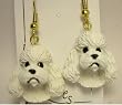 Poodle White - Dog Figurine Jewelry Earrings