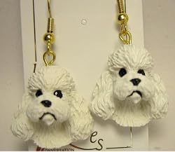 Poodle White - Dog Figurine Jewelry Earrings