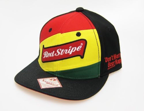 Red Stripe Rasta Strips Mens Black Snapback