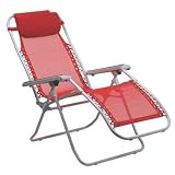 Pacific Outdoors La Chaise Folding Recliner- Red Mesh with White Frame