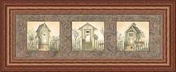 Outhouse Row by Linda Spivey Country Bath 21x9 in Art Print Framed Picture