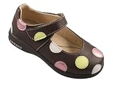 Pediped Flex Giselle Rubber Sole Toddler Mary Janes Shoes Brown Polka Dot