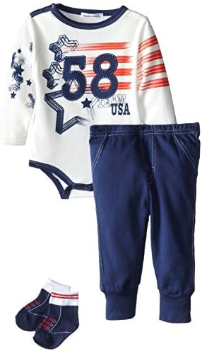 Rumble Tumble Baby-Boys Newborn Long Sleeve Creeper Pant Socks Set, Ivory, 6 Months