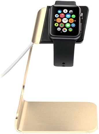Apple Watch Stand, Al-Ti Alloy Charging Dock Charger Station Cradle Holder Bracket for Apple Watch (both 38mm and 42mm), with Built-in 45¡ã Viewing Angle and Minimalist Design, Gold