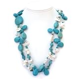 HinsonGayle Sedona Double Strand Turquoise and Biwa Pearl Necklace