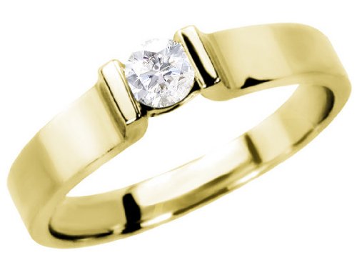 Diamond Solitaire Ring: Yellow Gold 1/10 (ctw) Promise Ring