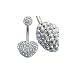 Utopia© belly bar, Crystal Clear Heart, body jewelry, surgical steel belly ring bar Swarovski cryst