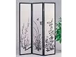 3-Panel Black Finish Wooden Screen w/ Flower Design By Acme Furniture