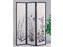 3-Panel Flower Design Wood Shoji Screen / Room Divider