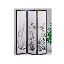 3-Panel Flower Design Wood Shoji Screen / Room Divider