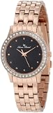 Lucien Piccard Womens 11696-RG-11 Monte Velan Black Textured Dial Rose Gold Ion-Plated Stainless Steel Watch