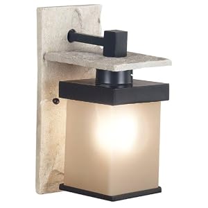 Kenroy Home 70283GRPH Boulder Medium Square Lantern, Natural White Slate With Graphite by Kenroy Home