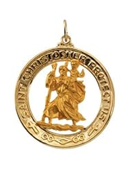 14K Yellow Gold 29.00 mm St. Christopher Medal