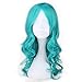 Miss U Hair Girl Long Curly Bluish Green Anime Cosplay Full Wig Synthetic Party Hair C043