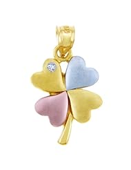 10k Tri-Color Gold Celtic Good Luck Charm Four-Leaf Clover Pendant