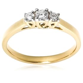 14k Yellow Gold 3-Stone Diamond Ring (1 4 cttw, H Color, SI2 Clarity), Size 7 by