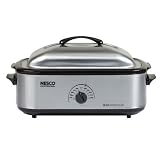 Nesco 4818-25PR 18-Quart Professional Roaster Oven, Stainless Steel Base and Lid, Porcelain Cookwell