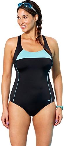 Aquabelle Women's Plus Size Xtra Life Lycra Mint Border X-Back Swimsuit 24 Multi
