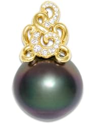 Tahitian Black Pearl with Diamonds in 14K Yellow Gold (16-17mm)