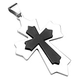 Spikes 316L Stainless Steel Black IP Gothic Cross Pendant