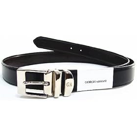 Giorgio Armani Adjustable Leather Black/Brown Reversible Men's Belt