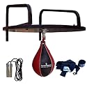 Speedball Platform Sets Genuine Cowhide leather, wooden platform with complete fixing and metal wall brackets sets Punching Balls & Swivel Red Black Ball leather skipping rope Poly Cotton Hand Wraps Black