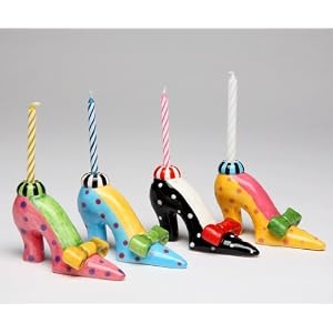 High Heel Shoes Ceramic Birthday Cake Candle Holders Set of 4