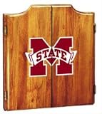 Mississippi State Dartboard & Cabinet - Oak Finish - NCAA Team