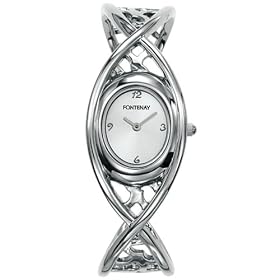 Fontenay - UR2219AN - Montre Femme - Quartz Analogique - Arabesques - Fond Argent - Bracelet Rigide M�tal Argent�