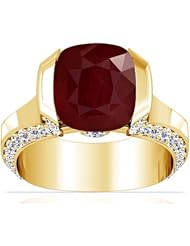 18K Yellow Gold Cushion Cut Ruby Ring With Sidestones