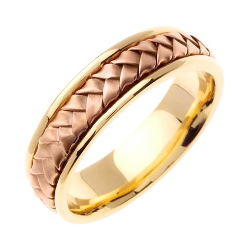 14K Two Tone Solid Gold Hand Braided Wedding Ring Band for Men (Sizes 9 - 14) 14K Two Tone Solid Gold Hand Braided Wedding Ring Band for Men (Sizes 9 - 14)