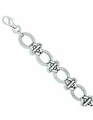 Genuine .925 Sterling Silver Polished Textured Bracelet 16.6 Grams 8 Inch Length. 100% Satisfaction Guaranteed.