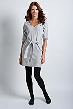 3/4 Sleeve V-Neck Belted Dress