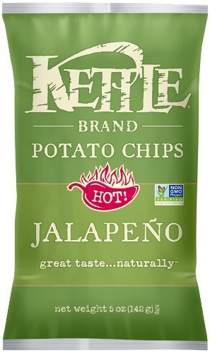 Kettle Brand Potato Chips Hot! Jalapeno, 5-Ounce (Pack of 15) by Kettle [Foods]