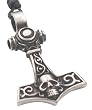 Skull Thor's Hammer Thor Silver Tone Pewter Pendant Necklace