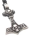 Skull Thor's Hammer Thor Silver Tone Pewter Pendant Necklace