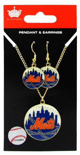 New York Mets - MLB Earrings & Pendant Necklace Gift Set