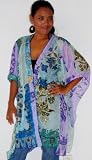 BLUE KIMONO JACKET PATCH BOHO Fits - M L XL 1X 2X 3X - G259S