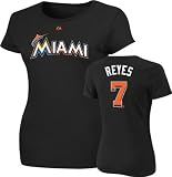 Jose Reyes Women's Black Majestic Miami Marlins Name & Number T-Shirt
