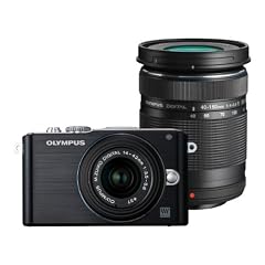 Olympus PEN E-PL3 Systemkamera (12 Megapixel, 7,6 cm (3 Zoll) Display, bildstabilisiert) schwarz Kit mit 14-42mm und 40-150mm Objektiven schwarz